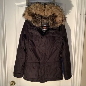 TNA Black Niseko Ski Jacket with Faux Fur Hood size M